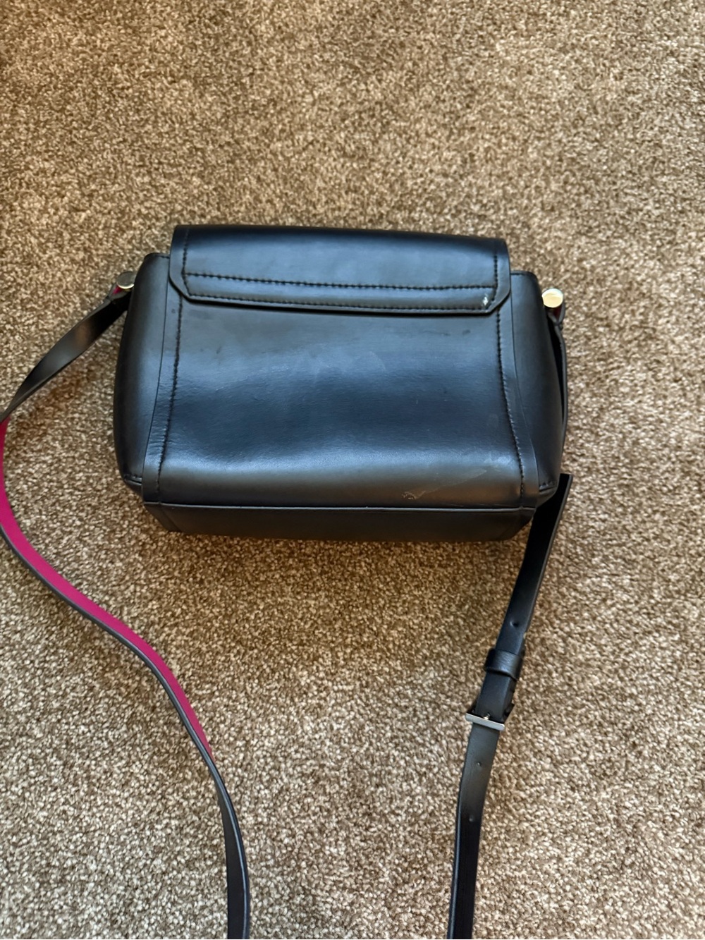 kate spade Black Leather Crossbody with Pink Strap Accent - Picture 4 of 4